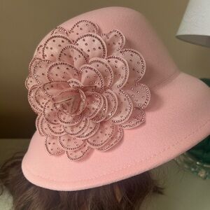 Bling Studded Flower Felt Bucket Hat